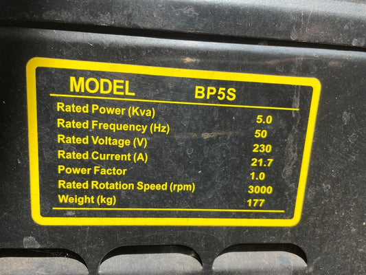 BUNDU POWER DIESEL BP5S GENERATOR